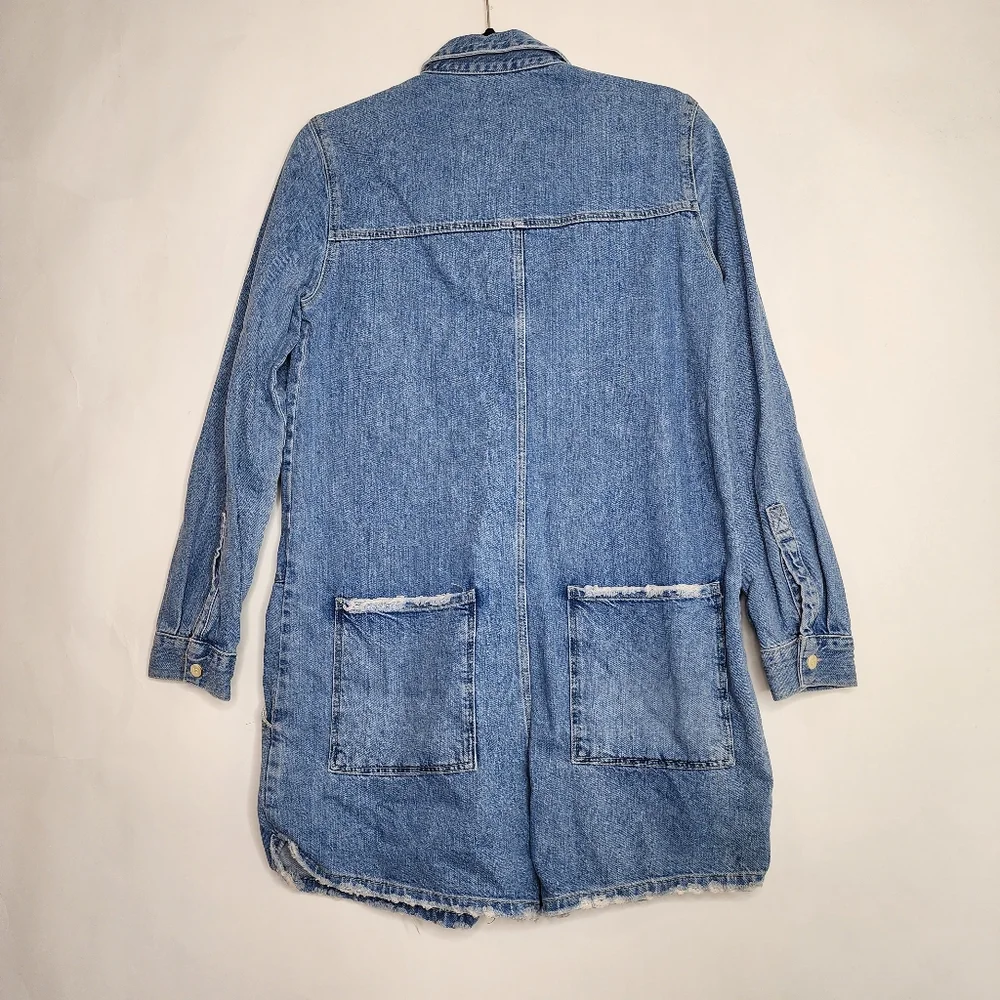ZARA Denim Button-Up Long Sleeve Romper - Picture 7 of 8